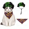 Peruca Afro Divertida Bicolor para Pets Peruca Cacheada de Palhaço Universal para Gatos, Cachorros e Patos para Festas de Feriado e Sessões de Fotos