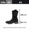 Botas Martin de tacón grueso para mujer, nueva colección otoño/verano 2026, increíblemente estilosas, con detalle de plisados, botas de cowboy estilo western y botines súper modernos.