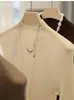 Ropa Hongmi/ Suéter de lana con cuello medio alto, tejido sin costuras de doble hilo de calibre 18, capa base de otoño/invierno para mujer