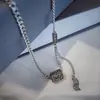 Colar Personalizado Prata Vintage Sorte Abundante Ábaco Corrente Simples Osso de Cobra Letra Aço Titânio Corrente de Suéter Pingente Feminino