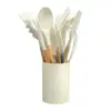Balde de Armazenamento Popular Branco Cáqui com Alça de Madeira Conjunto de 12 Peças de Utensílios de Cozinha Utensílios de Cozinha Conjunto de Cozinha