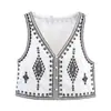 Fabricantes Mayoristas de Ropa para Mujer Transfronterizos 2025 Nueva Moda Bordado Cuello en V Sin Mangas Chaleco Shorts Conjunto para Verano