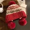 Gorro de Punto de Invierno con Patrón Jacquard, Estilo Étnico, Protección para las Orejas, Cálido y Grueso, Adelgazante, Gorro Cónico para Mujer