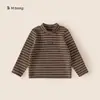 Ropa para Niños Youbao Huzhou Zhili Camiseta Interior para Niños Cuello Semi-Alto Rayada Camiseta de Manga Larga para Niñas