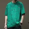 Camiseta de manga corta para hombre con tacto frío de seda helada, nuevo estilo de verano, corte holgado, mangas de tres cuartos, secado rápido, transpirable, top casual para adolescentes