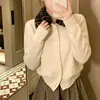 Suéter de punto con cuello de solapa y estampado de leopardo para mujer, nuevo estilo otoño e invierno, cárdigan de punto casual y holgado, top estilizado y favorecedor
