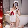 Lingerie Sexy Tamanho Grande Puro Desejo Fantasia de Empregada Estilo Abstinência Role Play Uniforme Sexy Transparente Conjunto Sem Tirar Dropshipping