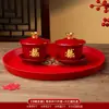 Tazas de Té para Brindis de Boda, Tazas y Cuencos de Pareja Dragón y Fénix, Juego de Cuenco y Palillos de Boda, Juego de Té Rojo para Novios