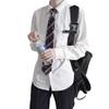 [Apuntar a la derecha] uniforme jk/DK original japonés básico diario camisa de manga larga para hombre camisa de cuello puntiagudo blanco y negro