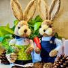 Presente Coelho de Palha 35cm Decoração de Páscoa Figura Fofa Coelho Lembrança Prêmio Pequeno Presente de Aniversário