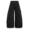 Calça cargo retro americana de bolso grande, perna larga, curva, para homens e mulheres, novo estilo de outono, solta e versátil, casual, tendência, marca