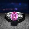 Elegante Imitação Natural Turmalina Vermelha Rubi Aberto Vermelho Azul Verde Rosa Branco Zircão Cristal Anel Gema Anel