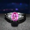 Elegante Imitação Natural Turmalina Vermelha Rubi Aberto Vermelho Azul Verde Rosa Branco Zircão Cristal Anel Gema Anel