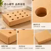 Estante de Almacenamiento de Madera Maciza con Múltiples Agujeros Portabolígrafos de Madera con Agujero Redondo Estante de Almacenamiento de Papelería de Escritorio Estante Organizador de Madera