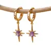 Pendientes de Estrella de Ocho Puntas con Circonita Incrustada Estilo Retro de Lujo Ligero Transfronterizos Pendientes Solares Diseño de Nicho Simples y Versátiles Venta al por Mayor