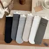Calcetines de encaje estilo japonés para mujer, colección de otoño, color liso, longitud hasta la mitad de la pantorrilla, estilo vintage, al por mayor, simples y versátiles, calcetines holgados para mujer, algodón