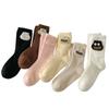 Calcetines al por mayor de Cheng para otoño e invierno de mujer, forrados de vellón, gruesos, cálidos, estilo terciopelo, muñeca estilo INS para dormir, versátiles, tipo calcetín de rizo