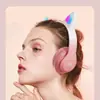 Nuevo Auricular Bluetooth Inalámbrico Montado en la Cabeza Orejas de Gato Dibujos Animados LED Luminoso Estéreo Tarjeta Auricular 28Pro