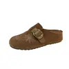 Meias-sapatos femininas com sola grossa, salto embutido e bico fechado, novo estilo outono 2026 para usar ao ar livre, sandálias super bonitas para pessoas preguiçosas, sapatos Birkenstock