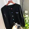 Nuevo cárdigan de punto abotonado de estilo coreano y universitario en colores vivos para mujer, con diseño único y bordado de cachorro, para otoño e invierno