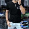 Camiseta de algodón mercerizado para hombre, elegante, moderna, fina y ajustada, con cuello redondo, manga corta, para primavera y verano, nueva industria pesada.