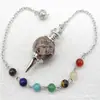 Joyería transfronteriza gema natural Cristal péndulo espiritual en forma de giroscopio cuentas de 18 mm 7 colores piedra energética colgante de péndulo