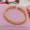 Atacado latão cor natural pulseira de amor joias femininas ouro de imitação estilo nacional coração de pêssego pulseira aberta joias não desbotam