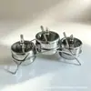 Conjunto de Potes Giratórios para Temperos de Aço Inoxidável 304, Frasco de Temperos, Pote de Sal, Pote de Temperos para Cozinha, Copo Medidor Doméstico, Criativo