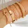 Moda Retro Transfronteriza Europea y Americana Pulseras en Capas Exageradas Geométricas Simples Patrón de Olas Flor Abierta Lisas