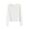 Camiseta Interior Básica de Cuello Redondo Ajustada para Mujer Otoño, Mangas Largas, Versátil y Adelgazante, Nueva 2025, Color Puro Simple, Top Básico de Alta Elasticidad