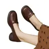 Sapatos Femininos de Couro Macio com Salto Alto Grosso, Boca Rasa, Estilo Novo Primavera 2026 Sapatos Mary Jane, Bico Redondo, Sapatos Slip-On Retrô Francês
