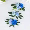 Rui Tiya Série Azul Flor de Rosa Artificial Decoração de Bolo Bolo de Casamento de Três Camadas Enfeites Mesa de Sobremesas de Casamento Flores Artificiais