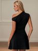 Tk Ropa de Mujer Transfronteriza Más Vendida Vestido Sencillo Elegante Femenino Verano Nuevo Estilo Cuello Diagonal Hombros Descubiertos Vestido Corto