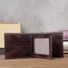 1187 Carteira Masculina Casual Retrô de Couro Genuíno Venda por Atacado de Exportação Carteira com Múltiplos Porta-Cartões Bolso para Moedas Curto Porta-Cartões