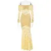 2025 Amazon Moda Transfronteiriça Mais Vendida Renda Patchwork Vestido Longo Comércio Exterior Sexy Franzido Sem Alças Bodycon Dress