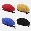 Boina de Lana para Mujer Color Sólido Combinable Negro Sombrero Belle para Mujer Nuevo Sombrero de Lana de Moda Sombrero de Pintor Artístico