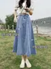 Falda de Mezclilla Falda para Mujer Primavera y Otoño Nueva talla grande Gordita M Cintura Alta Adelgazante Diseño de Línea A Falda de Paraguas de Longitud Media con Cintura Floja