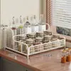 Estante de Almacenamiento de Condimentos Estante de Almacenamiento de Suministros de Cocina Soporte para Tazas Doméstico Compartimento para Condimentos Multifuncional de Encimera Estante de Almacenamiento