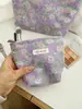 Bolsa de Cosméticos Nueva de Flores Frescas Tela Jacquard Bolsa de Lavado para Cuidado de la Piel Bolsa Interior Portátil para Viaje Bolsa Interior