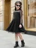 Vestido de malla para niña de florero de comercio exterior para niñas, elegante y juguetón vestido formal infantil, moda transfronteriza estilo coreano vestido corto diario
