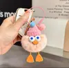 Chaveiro de Pato com Pelo de Coelho Rex Real Pingente Boneca de Pelúcia Boneca Pequenas Briquetes Pingente de Mochila Escolar Feito à Mão