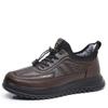 Sapatos de Couro Quentes de Inverno Sapatos de Algodão Masculinos com Forro de Lã Espessados Quentes e Antiderrapantes Sapatos Esportivos para Meia-idade e Idosos