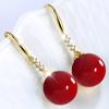 Brincos de Pérola de Imitação Yi Meizi Jewelry Brincos Longos e Curtos Ganchos de Orelha de Resina Acrílica Femininos Banhados a Prata 925