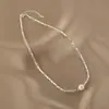 Colar de Pérolas e Prata Quebrada com Contas, Moderno e Simples, Corrente para Clavícula, Luxo Leve, Versátil, Personalizado, Atacado de Joias de Alto Padrão
