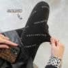 Meia-calça de Lã com Padrão de Letras S467 Paris para Outono e Inverno, Efeito Perna Nua Espessado, Leggings Famosas na Internet para Mulheres