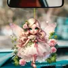 Chaveiro Pingente de Anjo Fada Rosa Acrílico Novo Transfronteiriço Elfo Pendurado no Retrovisor do Carro