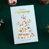 Cartão de Natal Criativo 3D Estampado a Ouro Presente Cartão Pequeno de Bênção de Desenho Animado Envelope de Alta Qualidade Conjunto de Cartões de Natal
