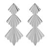 E12939 Pendientes de personalidad sencilla europeos y americanos, diseño irregular largo, forma de abanico plegable, pendientes triangulares versátiles