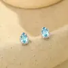 Conjunto de Colar e Brincos de Zircônia Gota d'Água em Prata de Lei 925 para Mulheres, Brincos e Anel Azuis Frescos Estilo Coreano, Acessórios Versáteis da Moda