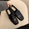 Novos Mocassins, Bico Quadrado, Slip-Ons Preguiçosos, Salto Alto Grosso, Sapatos de Couro Pequenos, Sapatos Versáteis Franceses Mary Jane, Salto Médio Feminino